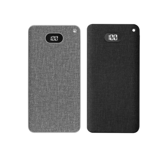 Kumaş Dokulu Estetik Tasarım 10.000 mAh Dijital Ekranlı Powerbank