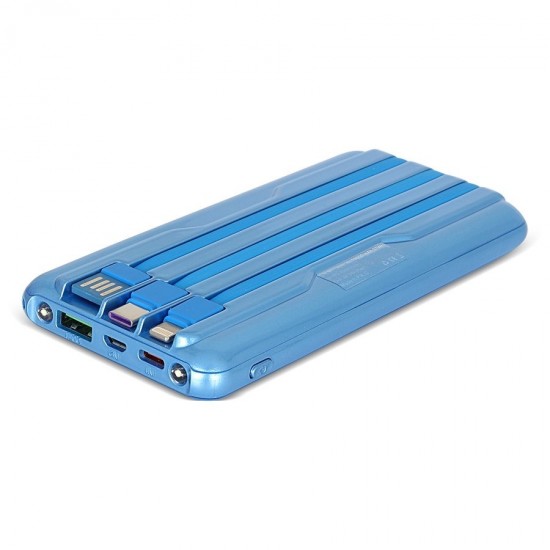 PD Hızlı Şarj 10000 mAh Powerbank – 3 USB Kablosu ve LED Fenerli